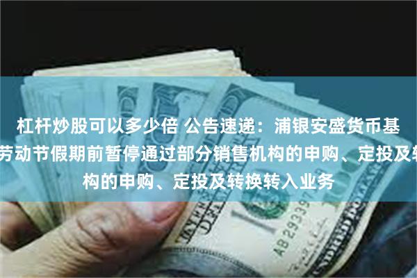 杠杆炒股可以多少倍 公告速递：浦银安盛货币基金于2025年劳动节假期前暂停通过部分销售机构的申购、定投及转换转入业务