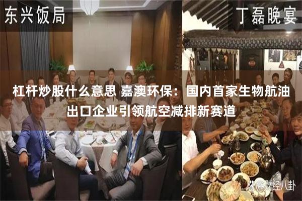 杠杆炒股什么意思 嘉澳环保：国内首家生物航油出口企业引领航空减排新赛道