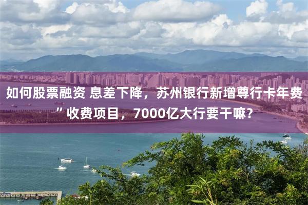 如何股票融资 息差下降，苏州银行新增尊行卡年费”收费项目，7000亿大行要干嘛？