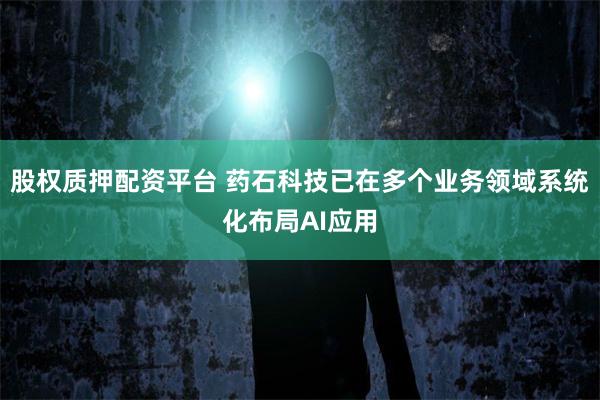 股权质押配资平台 药石科技已在多个业务领域系统化布局AI应用