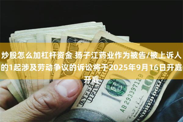 炒股怎么加杠杆资金 扬子江药业作为被告/被上诉人的1起涉及劳动争议的诉讼将于2025年9月16日开庭